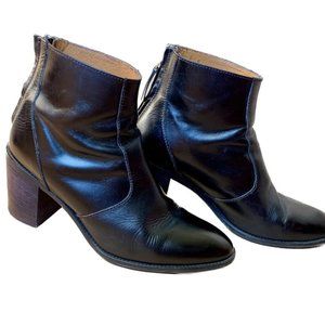 Madewell Black Leather Heeled Boot (Ames Boot), Size 9.5